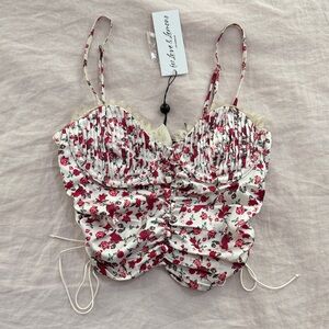 For Love And Lemons Pink Floral bustier Top size XS